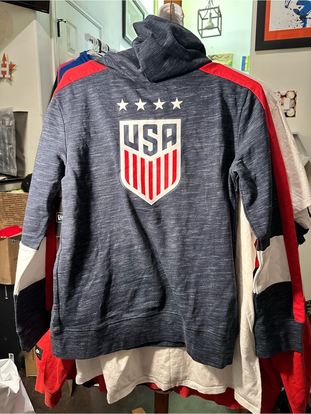 New Era USA Soccer Team Navy Zip-Up Fleece Hoodie